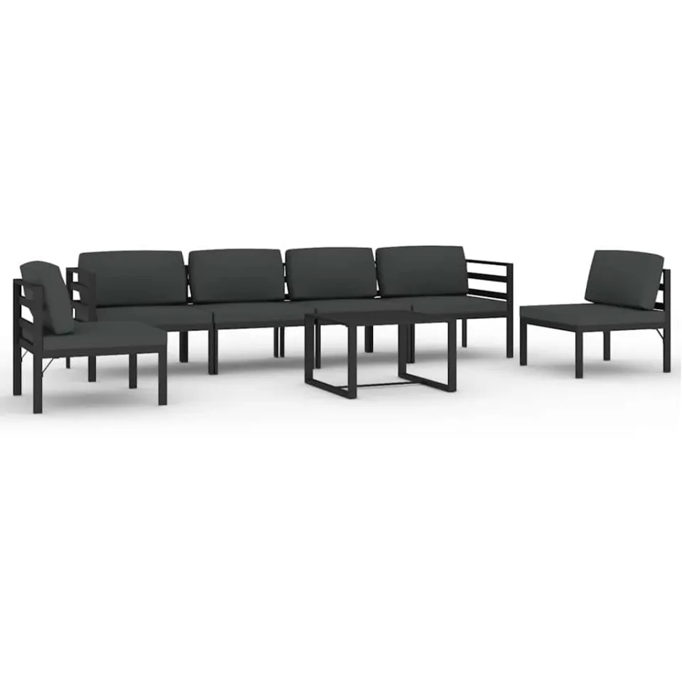 vidaXL 7-delige Loungeset met kussens aluminium antracietkleurig