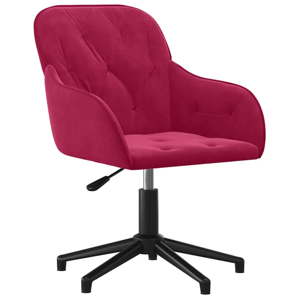 vidaXL Eetkamerstoelen draaibaar 2 st fluweel wijnrood, foto 3