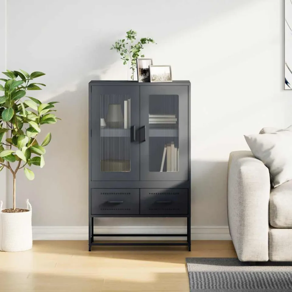 vidaXL Hoge kast 68x39x111,5 cm staal antracietkleurig, foto 3