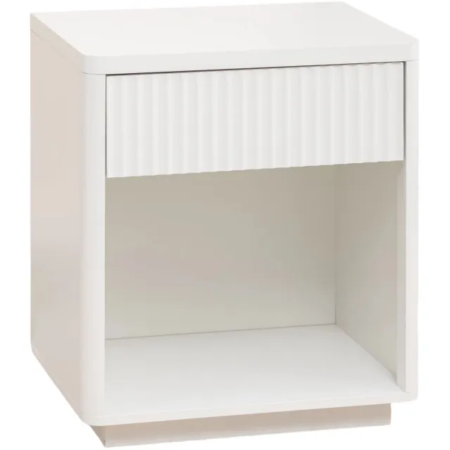 SONNENH Nachtkastje met lade en open vak - Wit - Geribbeld front - 55 x 40 x 63,5 cm