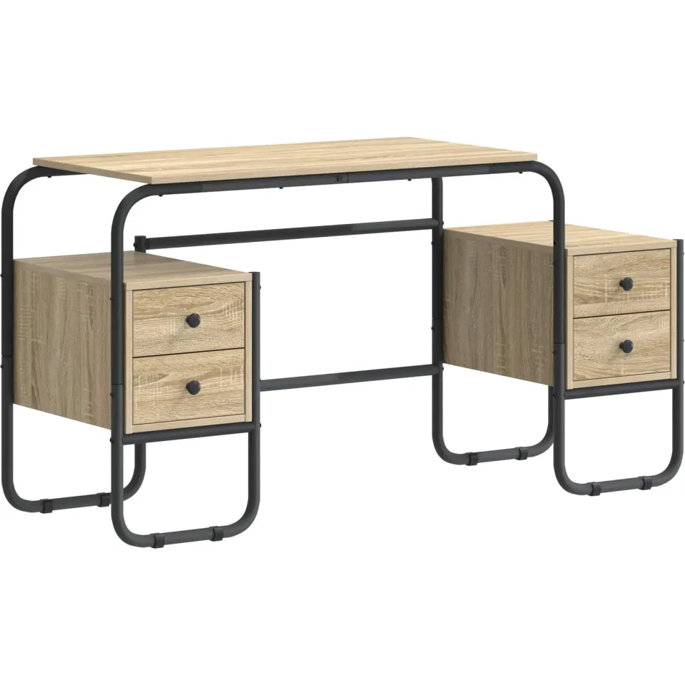 vidaXL Bureau met opbergruimte Sonoma Eiken 145 x 50 x 75 cm, foto 3