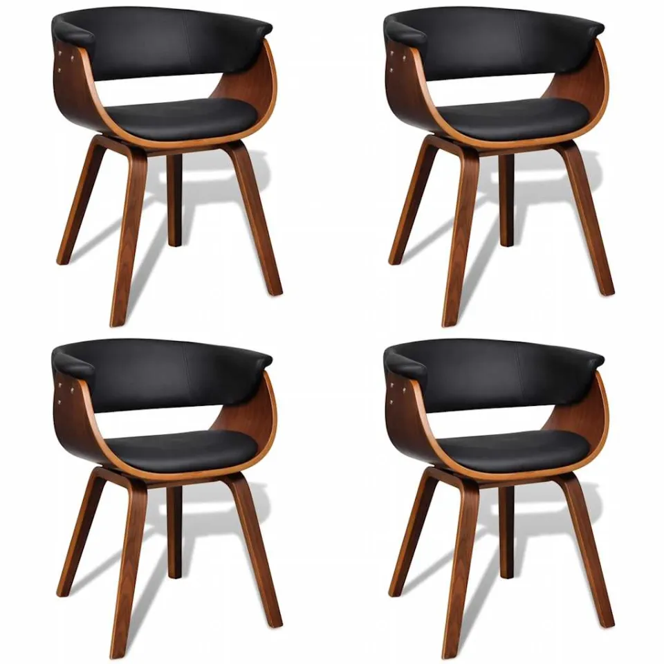 vidaXL Eetkamerstoelen 4 st gebogen hout en kunstleer zwart, foto 3