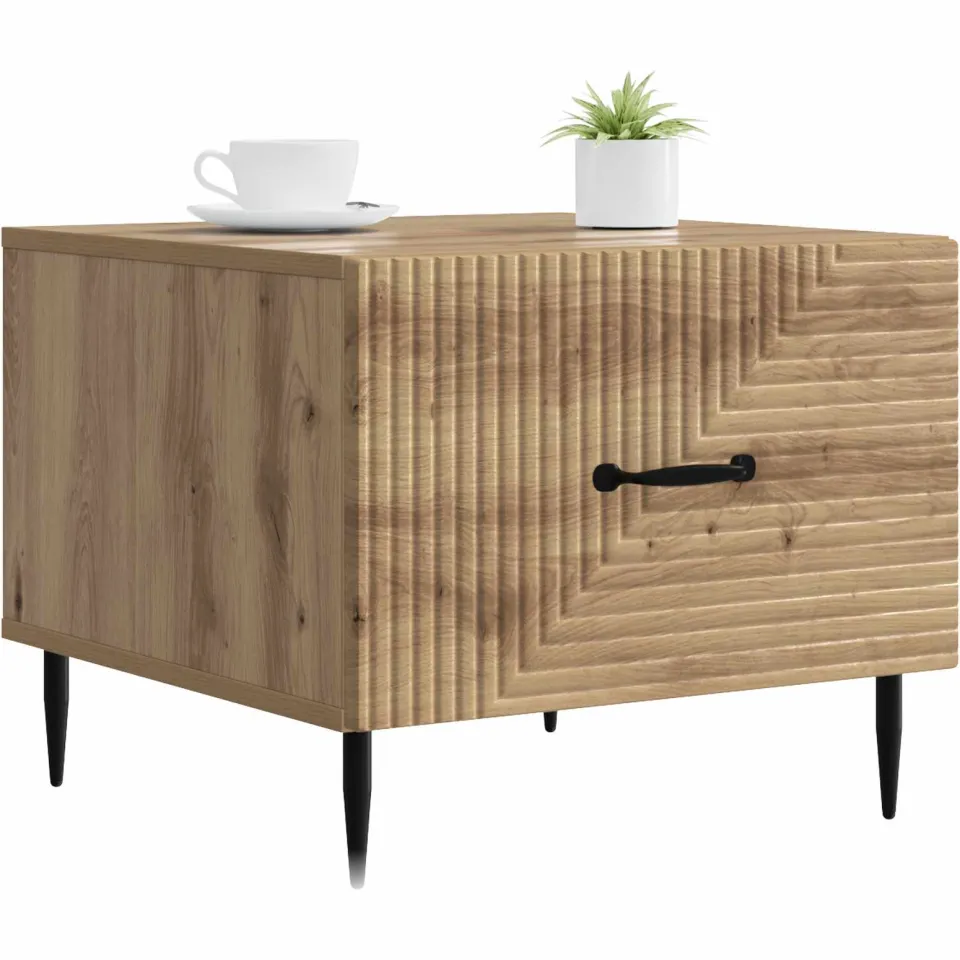 vidaXL Salontafel Artisanaal eiken 49 x 50 x 40 cm Bewerkt hout, foto 3