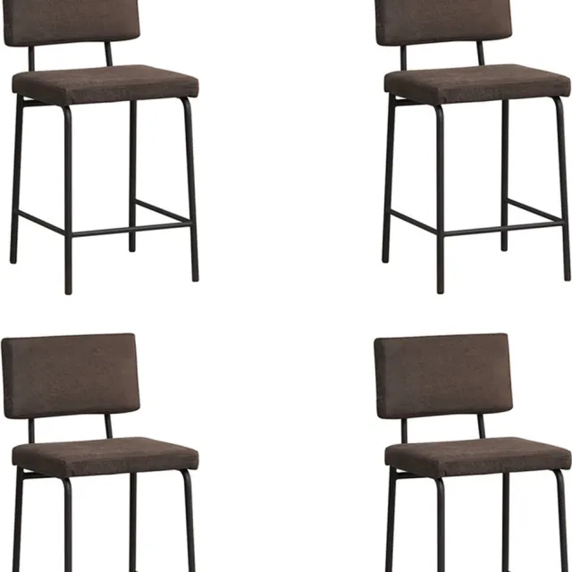 Bronx71 Industriële barkruk Espen antraciet eco-leer 64-77 cm - Barkrukken set van 4 - barstoel