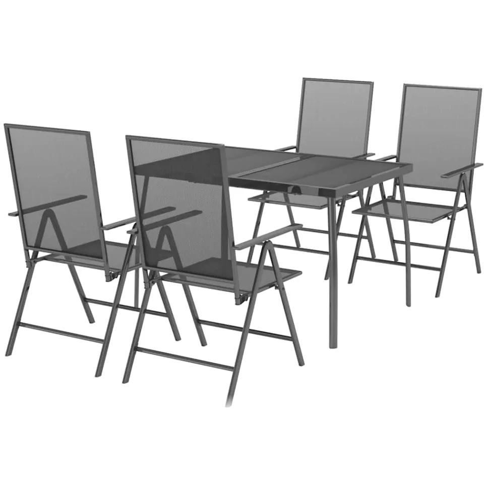 vidaXL 5-delige Tuinset staal antracietkleurig Anthraciet