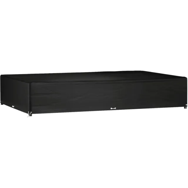 vidaXL Tuinmeubelhoes met 16 oogjes rechthoekig 325x205x60 cm Zwart