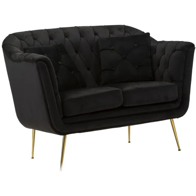 Mauro Ferretti Bank Budapest Sofa' 2 Seats Black With Cushions 130×83×91 cm Zwart