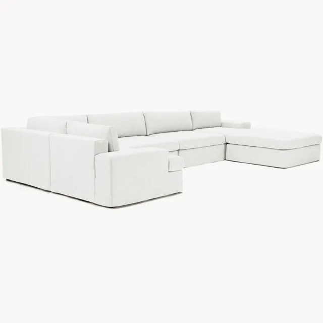Westwing Collection Modulaire U-bank Russell met afneembaar hoezen Wit