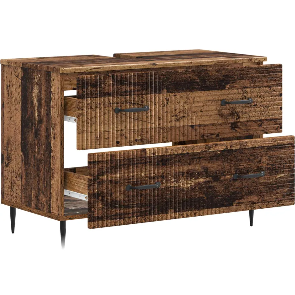 vidaXL Badkamer wastafelkast HAARLEM Oud hout 82 x 41 x 58,5 cm Bruin