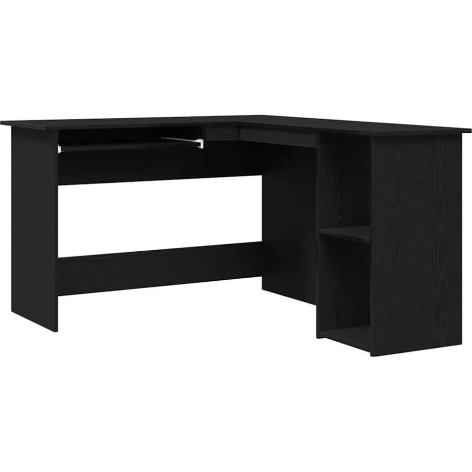 vidaXL Hoekbureau Zwart Eiken 120 x 140 x 75 cm Bewerkt hout, foto 3