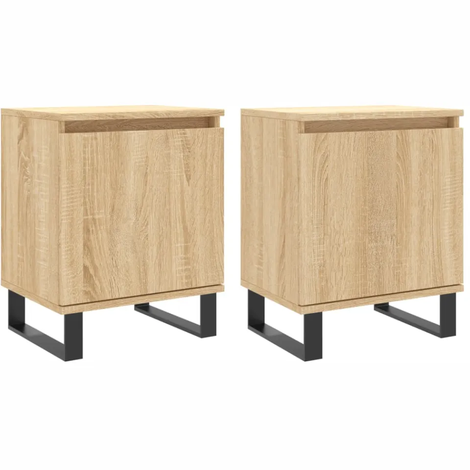 vidaXL Nachtkastjes 2 st 40x30x50 cm bewerkt hout sonoma eikenkleurig Bruin