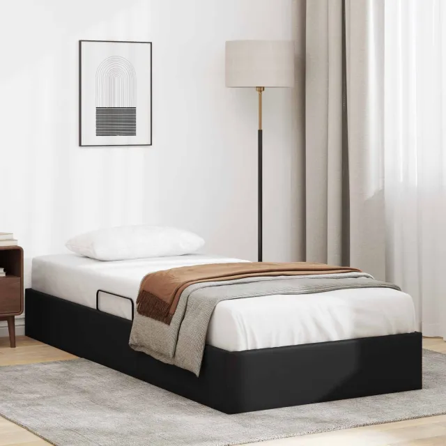 vidaXL Ottoman Bedframe Zwart 100 x 200 cm Nep Leer