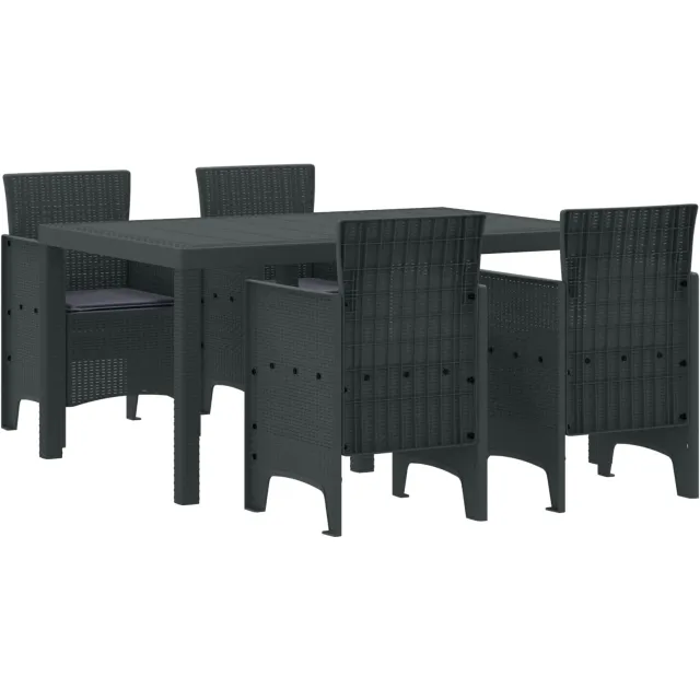 vidaXL Tuin Eetset 5 st Antraciet Polt riet Anthraciet