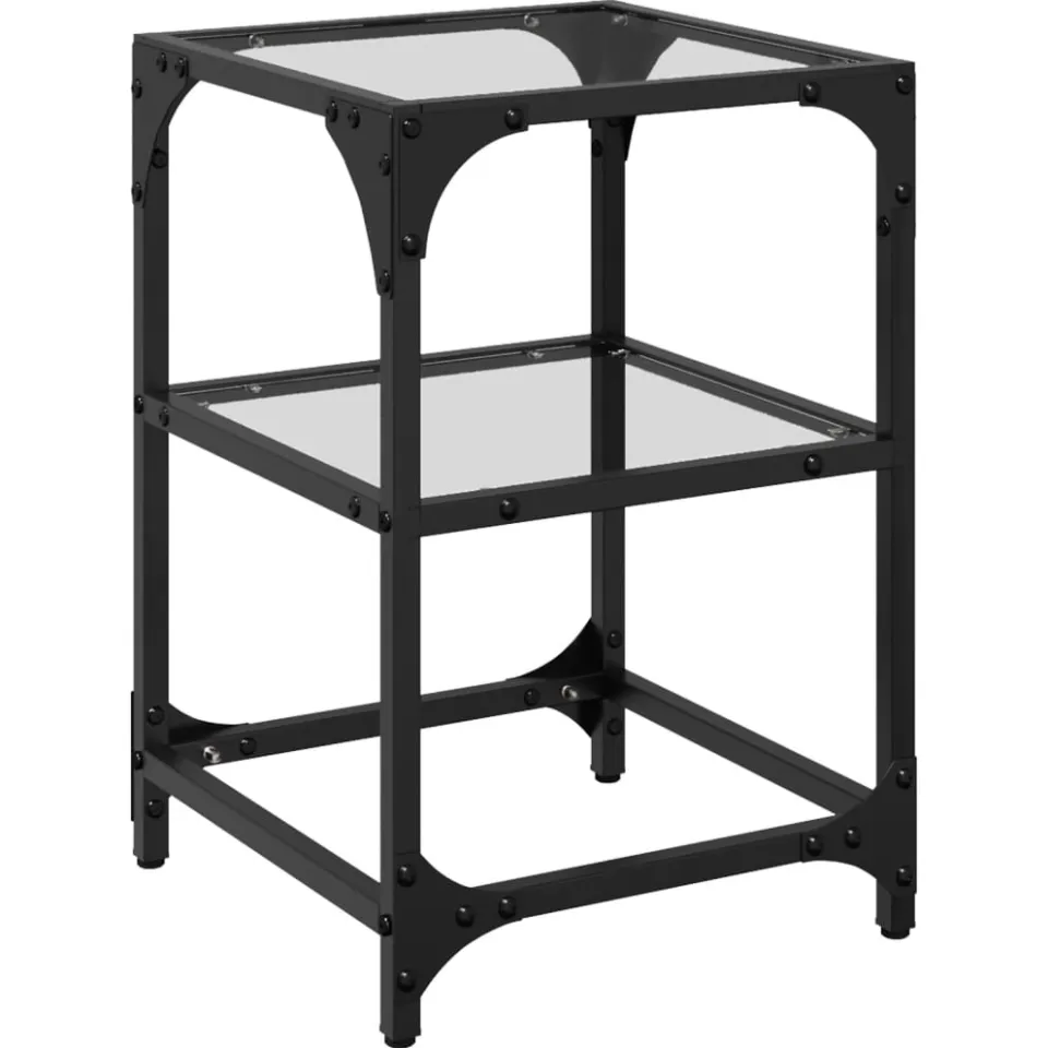 vidaXL Salontafel met transparant glazen blad 30x30x45 cm staal transparent, foto 3