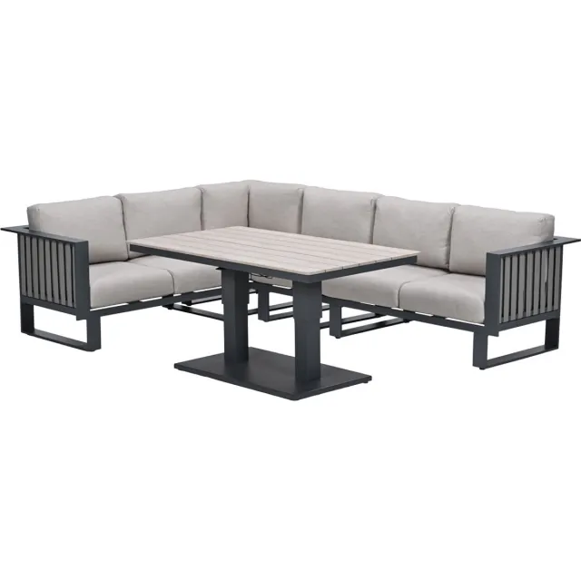 Garden Impressions Gabon - Brugge lounge dining set 5-delig - donker grijs