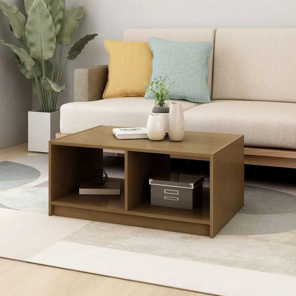 vidaXL Salontafel 75x50x33,5 cm massief grenenhout honingbruin bruin, foto 2