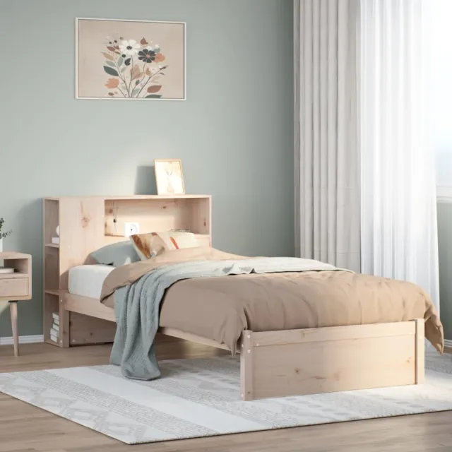 vidaXL Bed met boekenkast zonder matras massief grenenhout 75x190 cm bruin