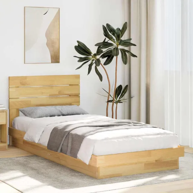 vidaXL Bedframe hoofdeinde zonder matras 75x190 cm massief hout eiken Bruin