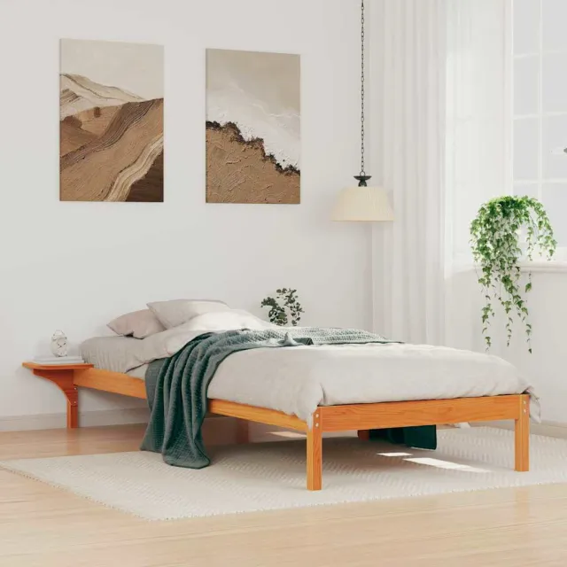 vidaXL Bedframe met Zijtafels Wasbruin 80 x 220 cm Massief grenenhout