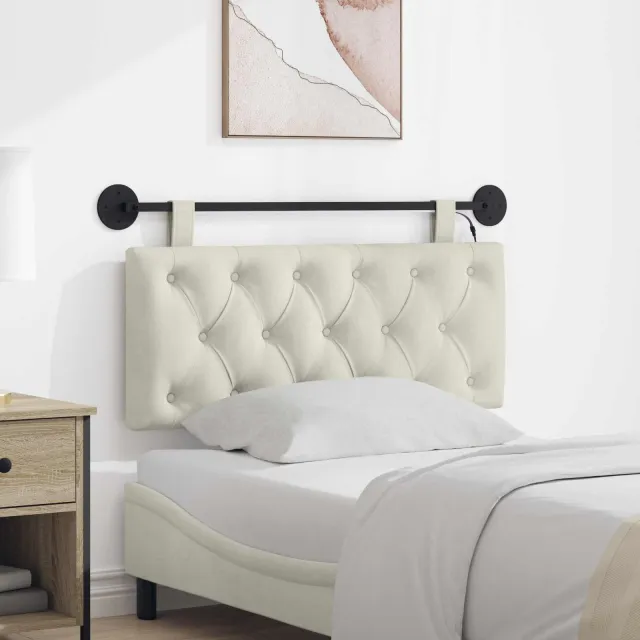 vidaXL Hangend hoofdbord Crèmekleurig Fluweel