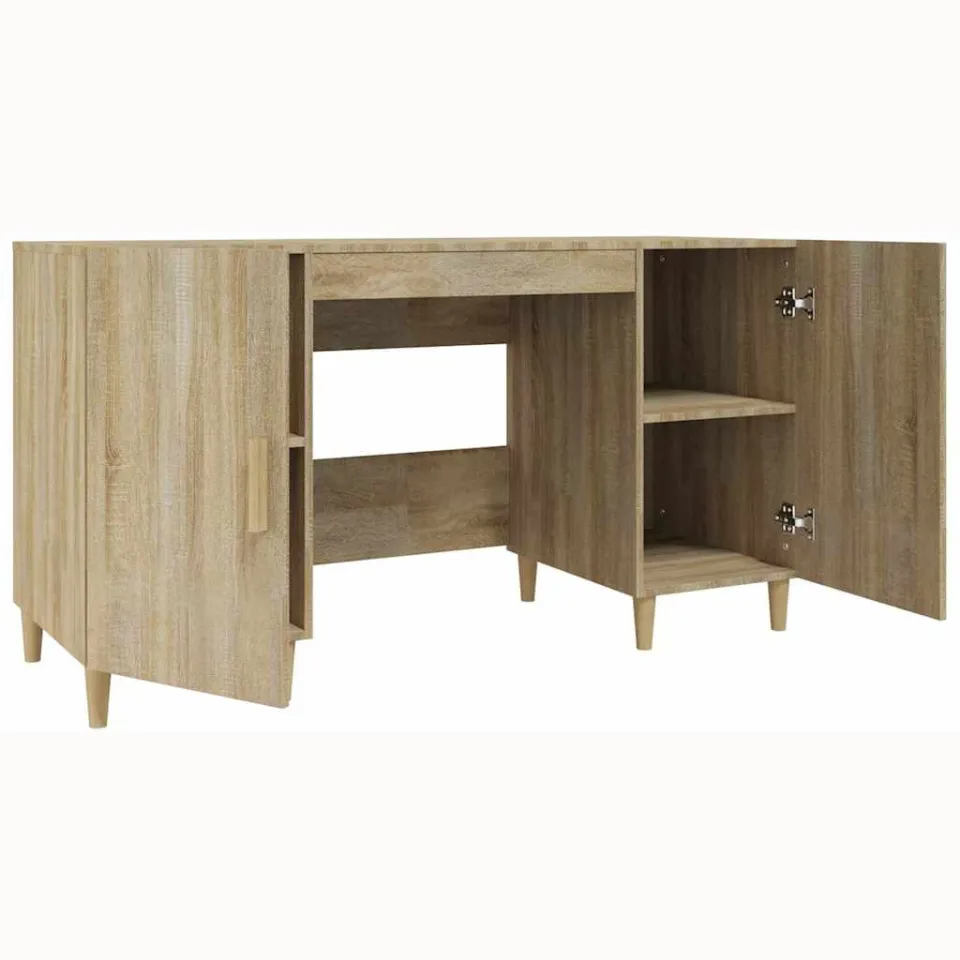 vidaXL Bureau 140x50x75 cm bewerkt hout sonoma eikenkleurig, foto 4