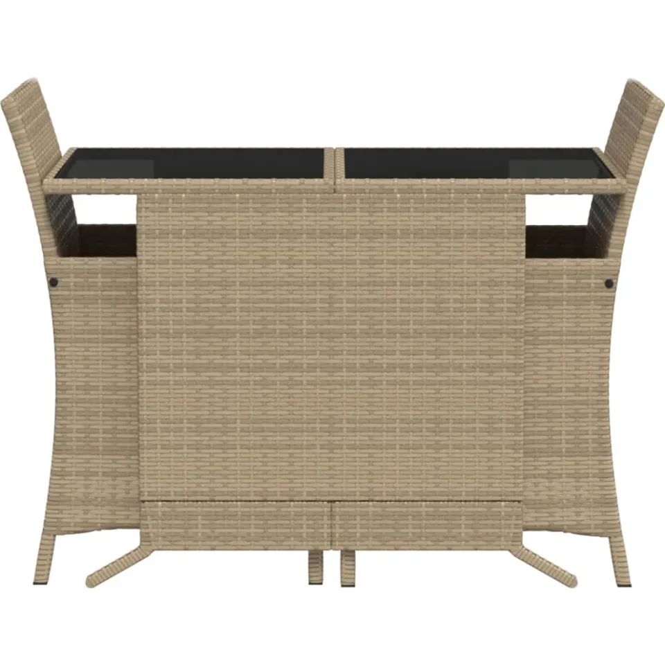 vidaXL 3-delige Bistroset met kussens poly rattan beige, foto 3