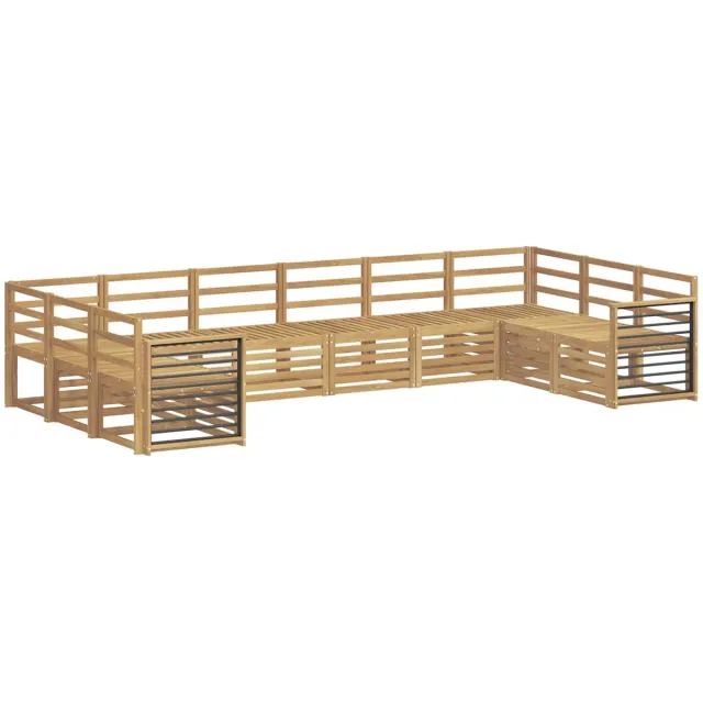 vidaXL Buiten - bank - set - 10 - st - 10-zits - Wit - Massief - Acacia - Hout
