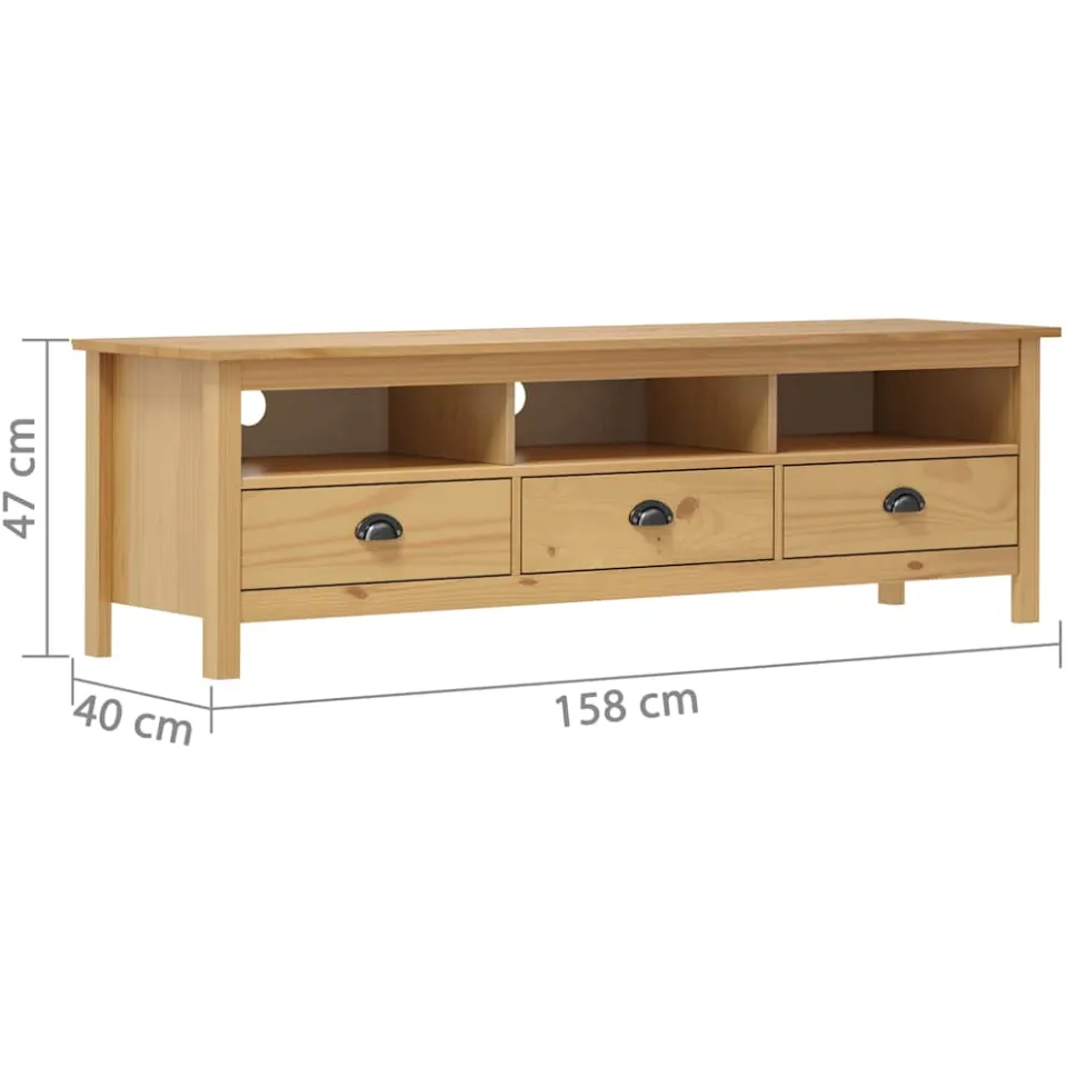 vidaXL Tv-meubel Hill 158x40x47 cm grenenhout honingbruin bruin, foto 3