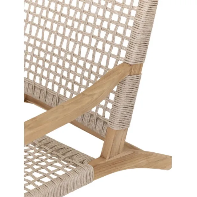 Must Living William High Back fauteuil synthetisch touw en teakhout - 83 × 72 × 88 cm Naturel