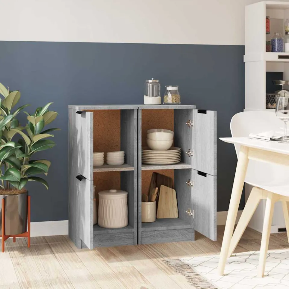vidaXL Dressoirs 2 st 30x30x70 cm bewerkt hout grijs sonoma eikenkleur, foto 4