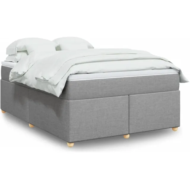 vidaXL Boxspring met matras stof lichtgrijs 140x200 cm grijs