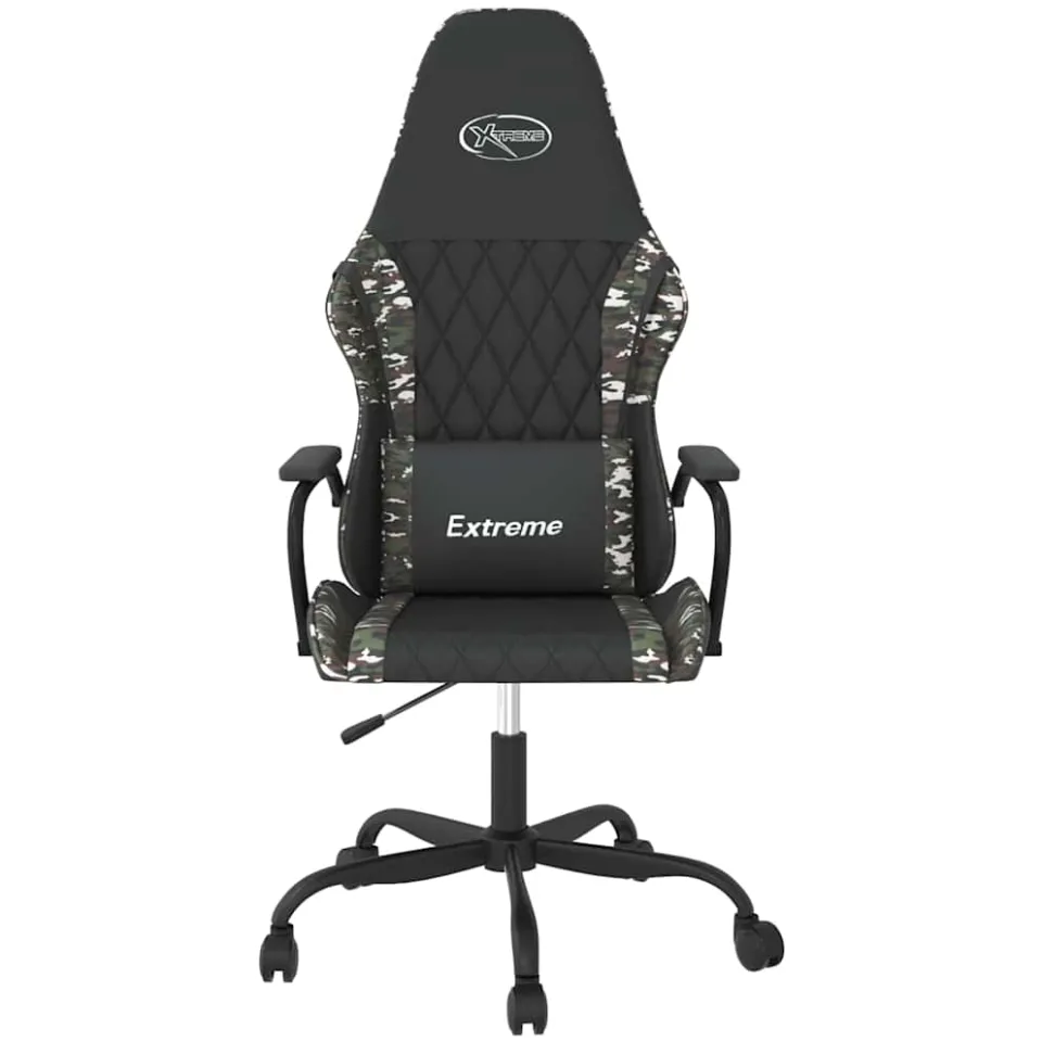 vidaXL Massage gamestoel kunstleer zwart en camouflage Meerkleurig
