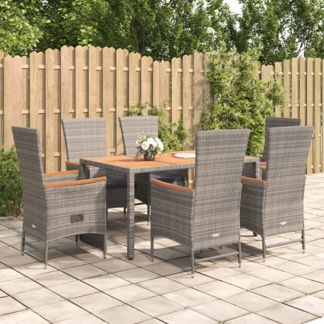 vidaXL 7-delige Tuinset met kussens poly rattan grijs, foto 2