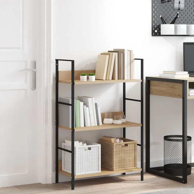 vidaXL Boekenkast 3 schappen 60x27,6x90,5 cm bewerkt hout eikenkleurig, foto 2