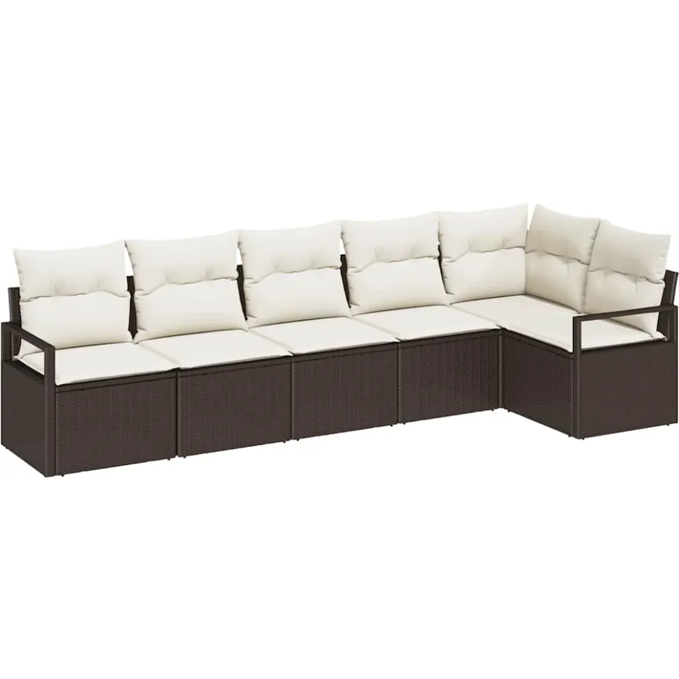 vidaXL Tuinbankenset 6 st Bruin en wit poly rattan