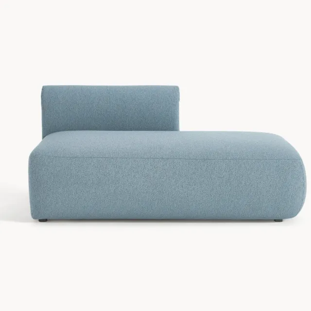 Westwing Collection Modulaire bouclé chaise longue Sofia Blauw
