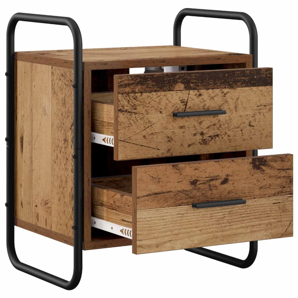 vidaXL Hangend nachtkastje Oud hout 40 x 30 x 50 cm Bewerkt hout Bruin