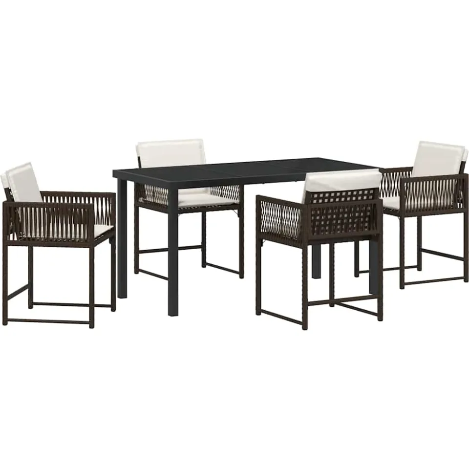 vidaXL Tuin eettafelset 5 st Bruin poly rattan, foto 3