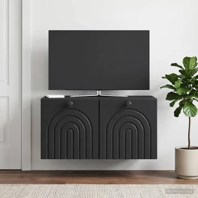 vidaXL Wandbeugel TV-kast Zwart 59,5 x 41 x 30 cm Bewerkt hout, foto 2