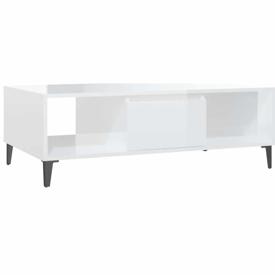 vidaXL Salontafel 103,5x60x35 cm bewerkt hout hoogglans wit