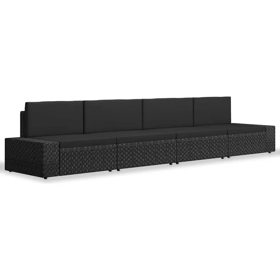 vidaXL 4-delige Loungeset poly rattan zwart