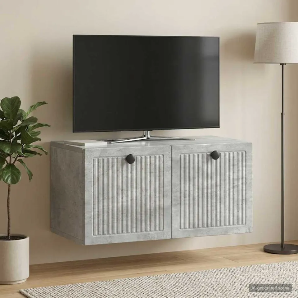 vidaXL Wandbeugel TV-kast 59,5 x 31 x 30 cm Betongrijs grijs, foto 4