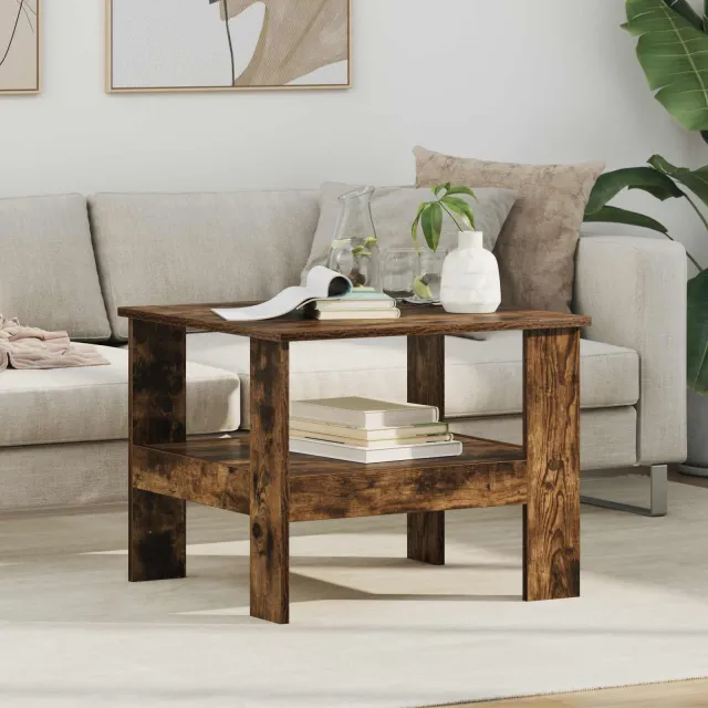 vidaXL Salontafel Gerookt eiken 57 x 55 x 45 cm Bewerkt hout, foto 2
