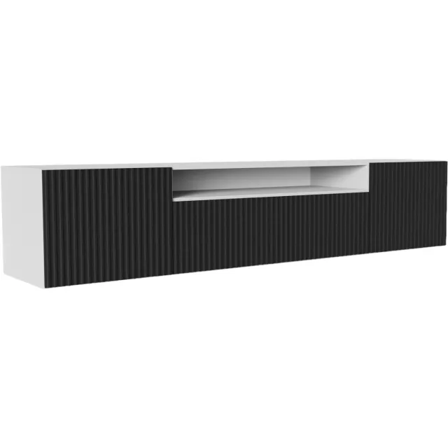 Margaret Hadas24 TV-kast Noe, woonwand, lowboard, tv-standaard, woonwand, woonkamer, tv-board, woonkamermeubels, televisie, highboard, TV-kast, tv-lowboard, 200 cm, 3 deuren, wit, zwart