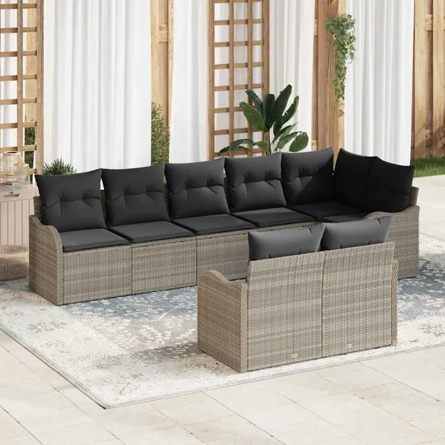 vidaXL Tuin Sofa Set Lichtgrijs poly rattan, foto 2