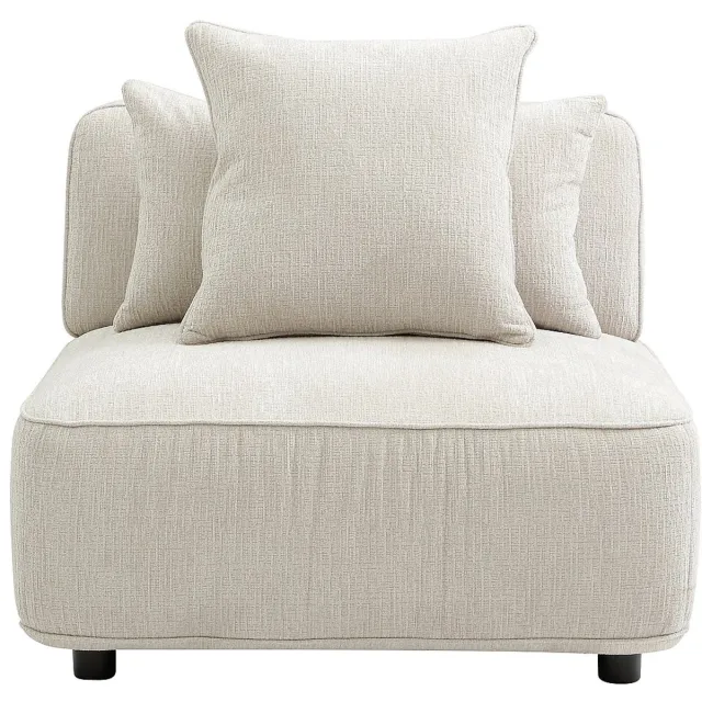 Vente-unique Fauteuil in beige chenillestof LELACO