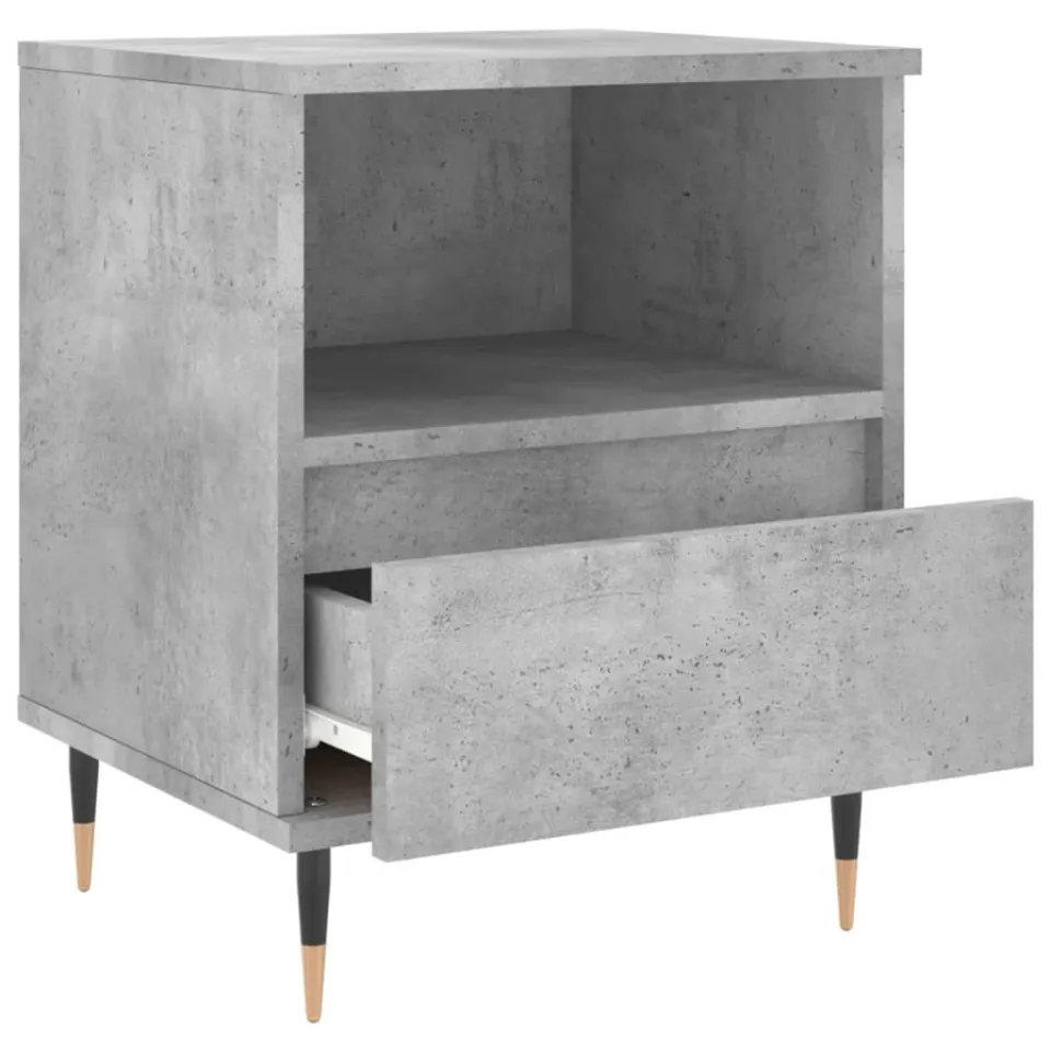 vidaXL Nachtkastje 40x35x50 cm bewerkt hout betongrijs grijs, foto 4