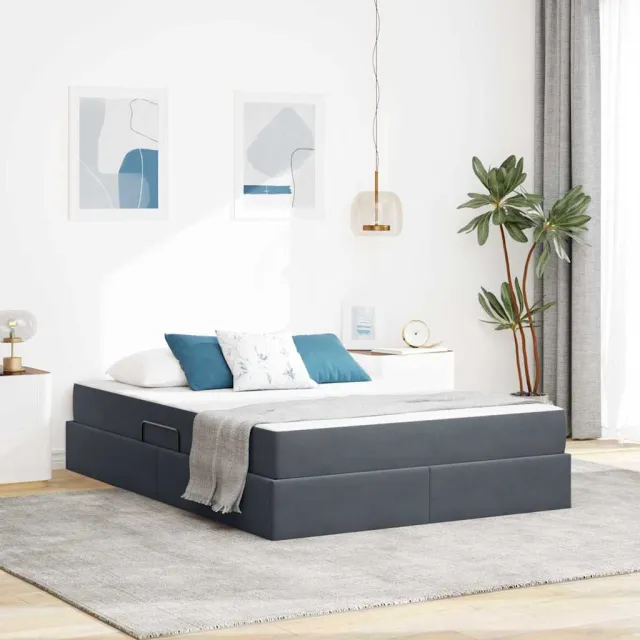 vidaXL Opbergbed met matras Donkergrijs 140 x 200 cm Polyester