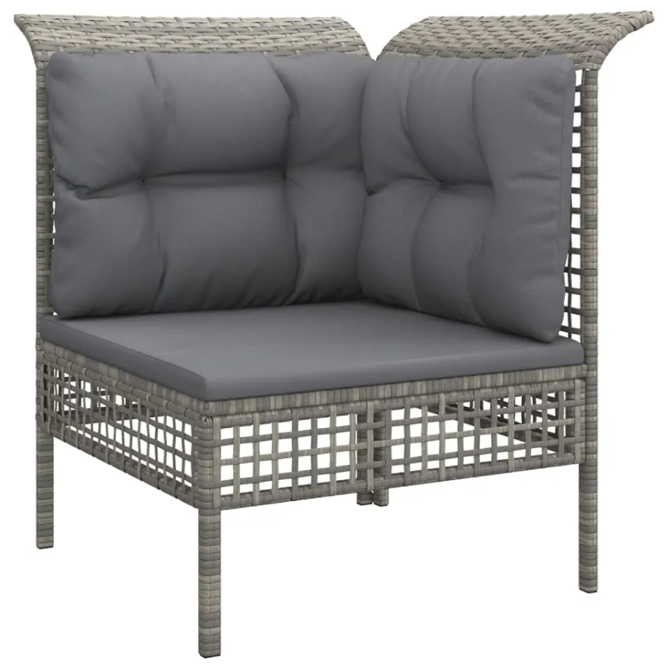 vidaXL 6-delige Loungeset met kussens poly rattan grijs, foto 3