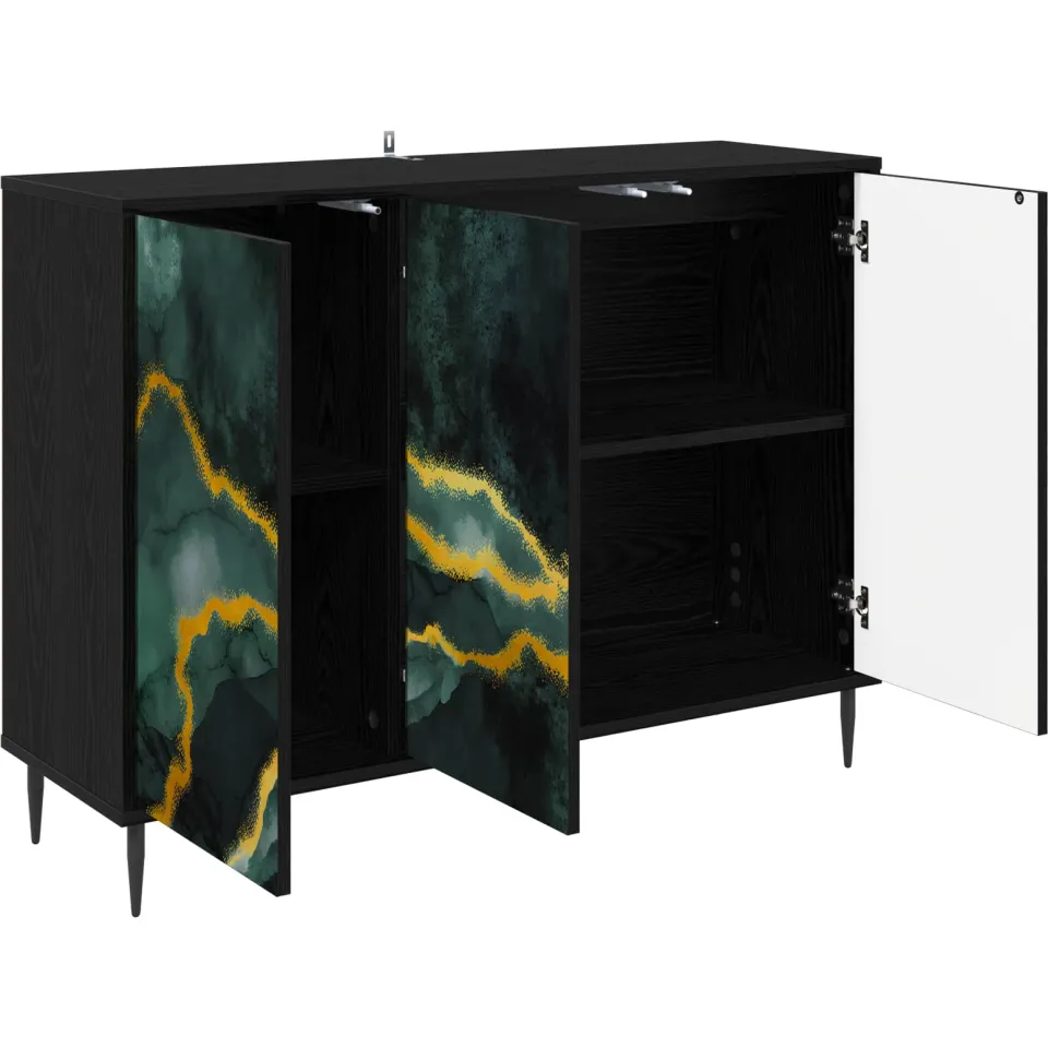 vidaXL Dressoir WIJHE Zwart eiken 102 x 33 x 76 cm Bewerkt hout